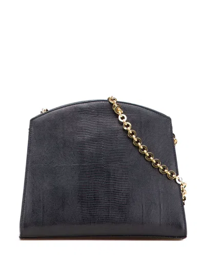 Pre-owned Ferragamo 2020-2025 Leather Chain Crossbody Bag In Black