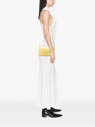 Pre-owned Ferragamo 2020 Padded Leather Viva Bow Crossbody Bag In Yellow