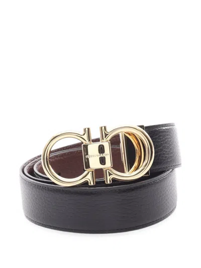 Pre-owned Ferragamo 2020s Gancini Leather Belt In Black