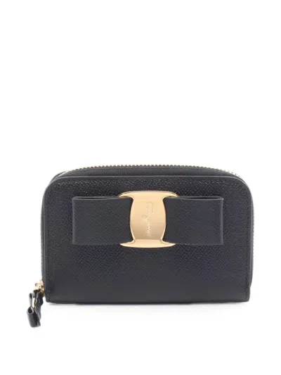 Pre-owned Ferragamo 2020s Vara Ribbon Coin Purse In Black