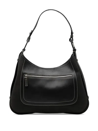 Pre-owned Ferragamo 2021 Canvas And Leather Shoulder Bag In Black