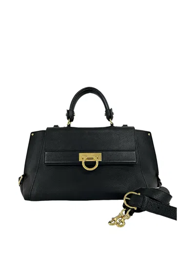 Pre-owned Ferragamo 2021 Gancini Satchel In Black