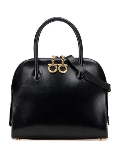 Pre-owned Ferragamo 2021 Leather Gancini Dome Satchel In Black