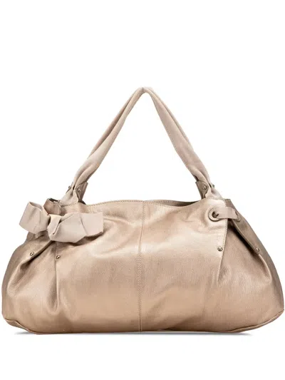 Pre-owned Ferragamo 2021 Metallic Leather Bow Hobo Bag