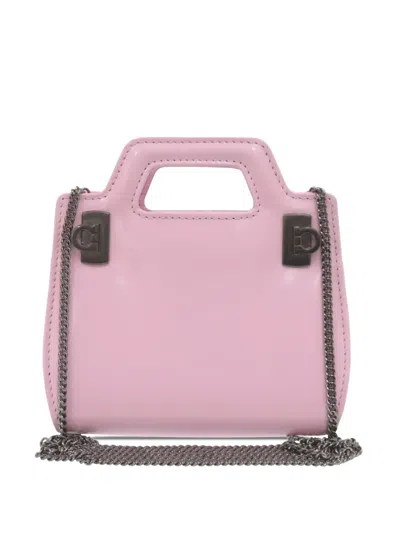 Pre-owned Ferragamo 2021-2025 Mini Brushed Calfskin Wanda Top Handle Bag Satchel In Pink