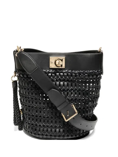 Pre-owned Ferragamo 2022-2025 Gancini Bucket Bag In Black