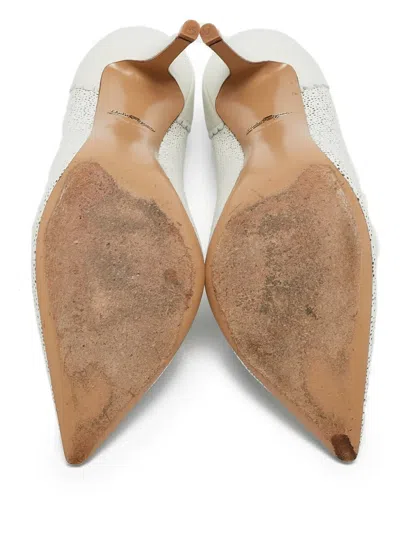 Pre-owned Ferragamo 2023 115mm Laser-cut Pointed-toe Pumps In White