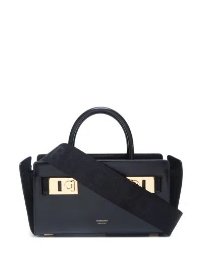 Pre-owned Ferragamo 2023 Gancini Two-way Handbag In Black