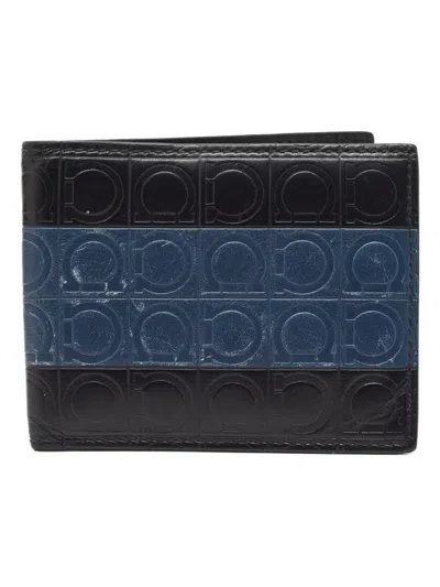 Pre-owned Ferragamo 2024 Embossed Bi-fold Wallet In Black
