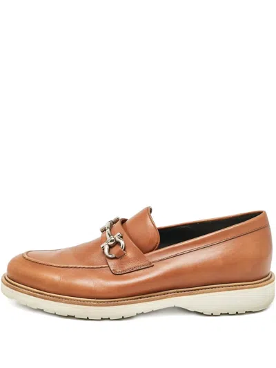 Pre-owned Ferragamo 2024 Gancini Buckle Leather Loafer In Brown