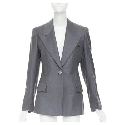 Pre-owned Ferragamo 2024 Maximilian Davis 2024 Wool Lapel Power Shoulder Blazer Jacket In Gray