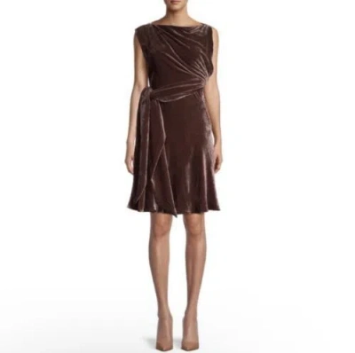 Pre-owned Ferragamo $2200 Salvatore  Draped Merlot Velvet Dress Size 40, 42, 44, 46 In Brown