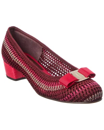 Ferragamo 25 Canvas Pump In Burgundy