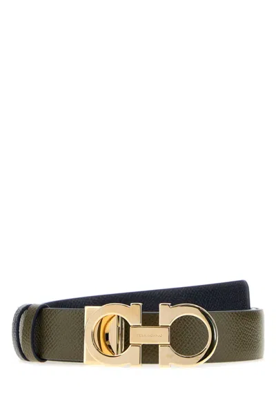 Ferragamo 2.5 Cm Leather Reversible Belt With Golden Hardware In Brown