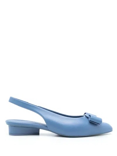 Ferragamo 25mm Vara Bow Slingback Pumps In Blue