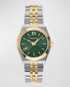 FERRAGAMO 28MM VEGA NEW WATCH WITH GREEN DIAL, TWO TONE