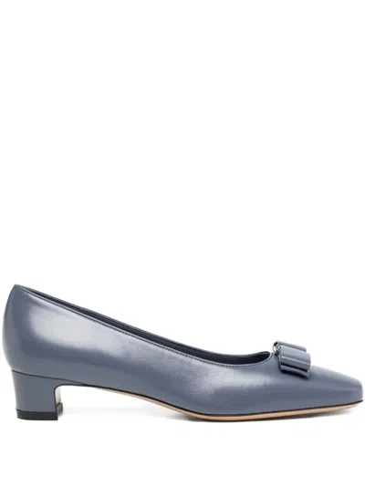 Ferragamo 30mm Iconic Bow Pumps In Blue