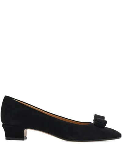 Ferragamo 30mm Vara Bow Block-heel Pumps In Black