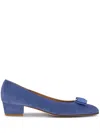 Ferragamo Vara Bow Suede Pumps In Blue