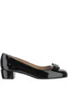 Ferragamo Vara Bow-embellished Patent-leather Pumps In Black