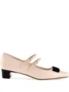 Ferragamo Vara Bow Two-strap Block-heel Pumps In Black