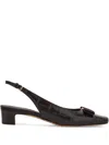 Ferragamo Rivada 30 Croc-embossed Slingback Pumps In Brown