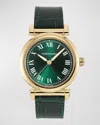Ferragamo Allure Leather Watch With Green Sunray Dial In Yellow Gold
