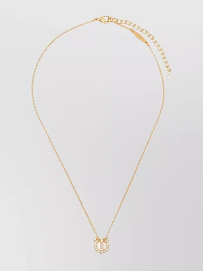Ferragamo Gancini Crystal- Embellished Necklace In Gold