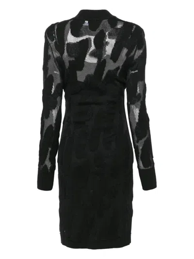 Ferragamo 3d-knit Semi-sheer Dress In Black