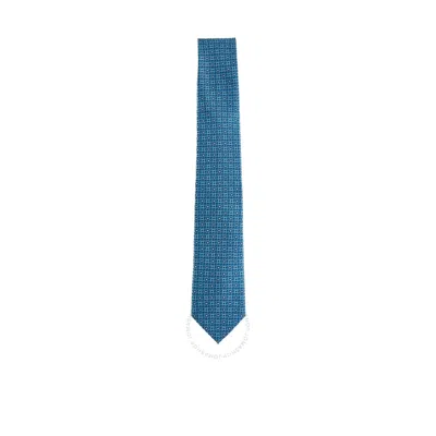 Ferragamo 4-verve Gancini Print Silk Tie In Blue