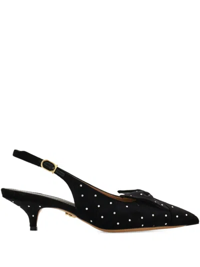 Ferragamo 40mm Bow Crystal Slingback Pumps In Black