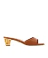 Ferragamo 40mm Cage Heel Mules In Cognac
