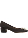 Ferragamo 40mm Gancini-embellished Block-heel Pumps In Green