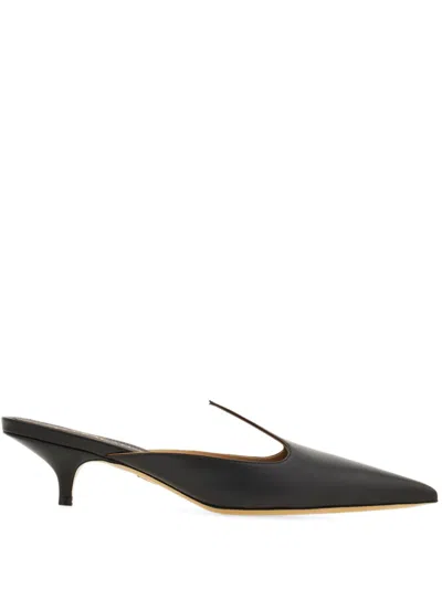 Ferragamo Dorye Leather Mule Pumps In Black