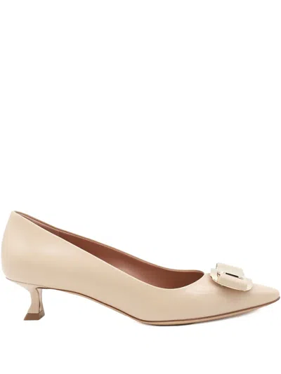 Ferragamo 40mm Leather Pumps In Neutral