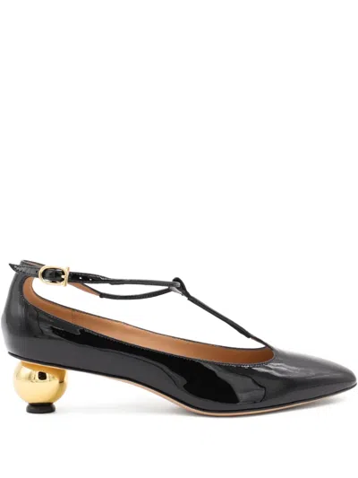 Ferragamo 40mm Leather T-strap Pumps