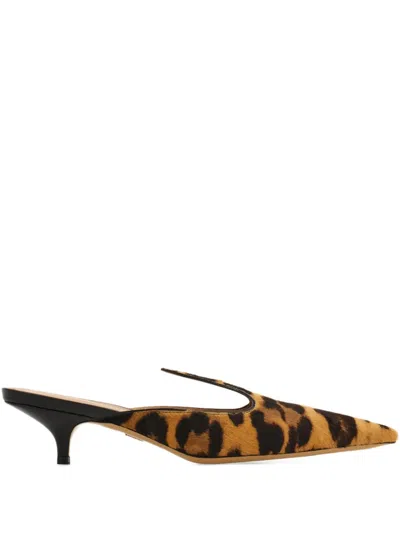 Ferragamo Printed Calf Hair Dorye Mules In Animal Print