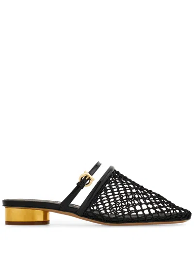 Ferragamo 40mm Mesh Mules In Black