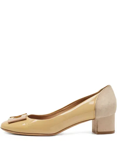 Pre-owned Ferragamo 40mm Patent-leather Block-heel Pumps