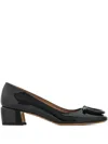 Ferragamo Mara Patent Gancini Block-heel Pumps In Black