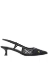 Ferragamo Klizia 40 Vara Plate Slingback Mesh Pumps In Black