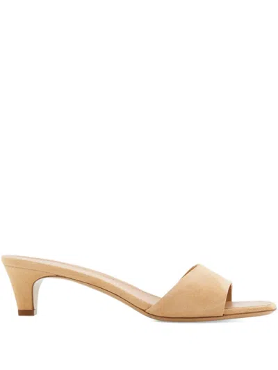 Ferragamo 40mm Toe Strap Heeled Sandals In Neutral