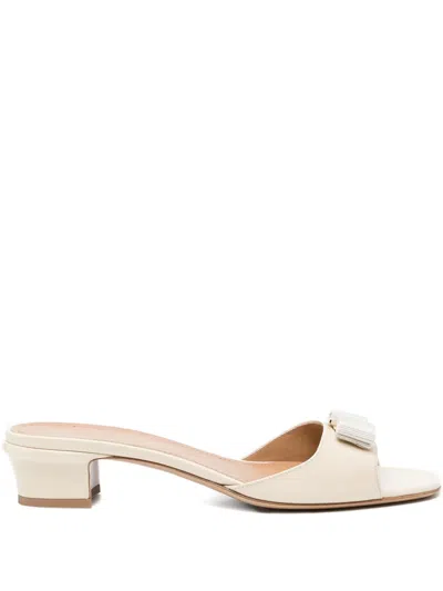 Ferragamo Vanilla Bow Slide Sandal In Neutral