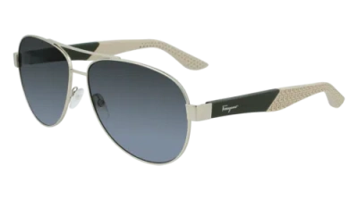 Pre-owned Ferragamo 47201 758 (758) Matte Gold 62/14/150 Male Sunglasses
