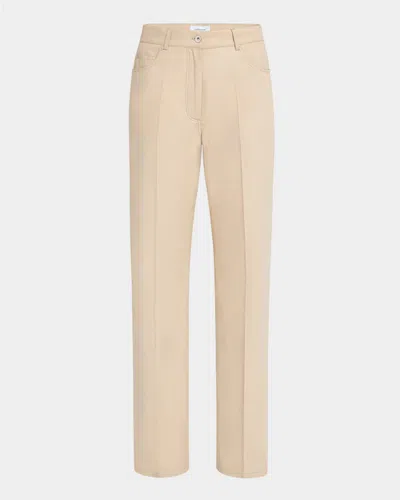 Ferragamo 5-pocket Cotton Straight-leg Trousers In Neutrals