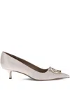 Ferragamo 50mm Gancini Patent-leather Pumps In Neutral