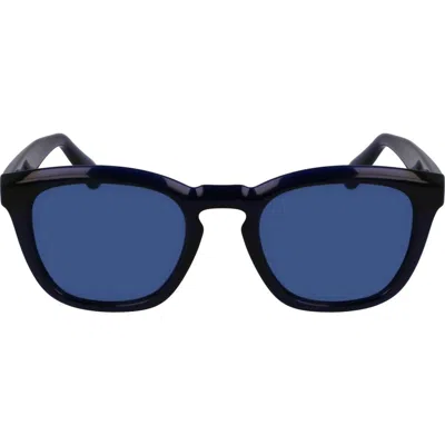 Ferragamo 50mm Modified Rectangular Sunglasses In Transparent Blue