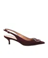 Ferragamo Maroon Leather Pumps In Burgundy