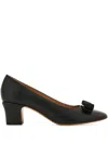 Ferragamo 50mm Vara Bow Block-heel Pumps In Black