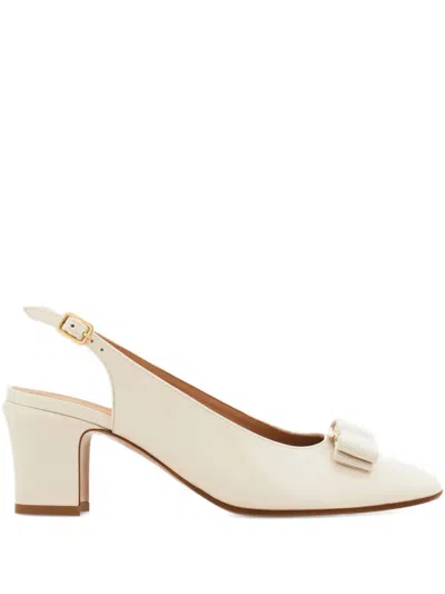 Ferragamo 50mm Vara Bow-detail Slingback Pumps In White